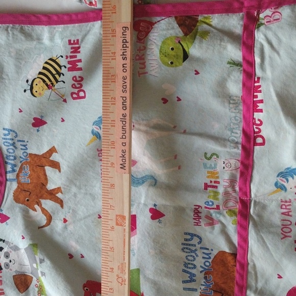 Vintage HANDMADE BIB APRON Woman One‎ Size VALENTINES Front Pockets Lace Closure - Picture 6 of 6